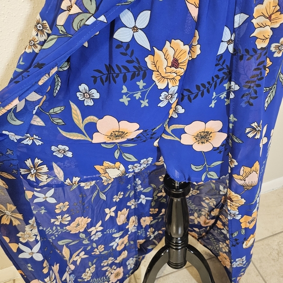 Floral Blue Maxi Romper Dress - Picture 4 of 6